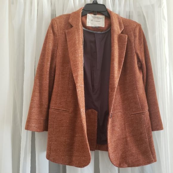 Cartonnier Anthropologie Rust Blazer Jacket SzL Burnt Orange Rust 2 flap pockets - Picture 9 of 13